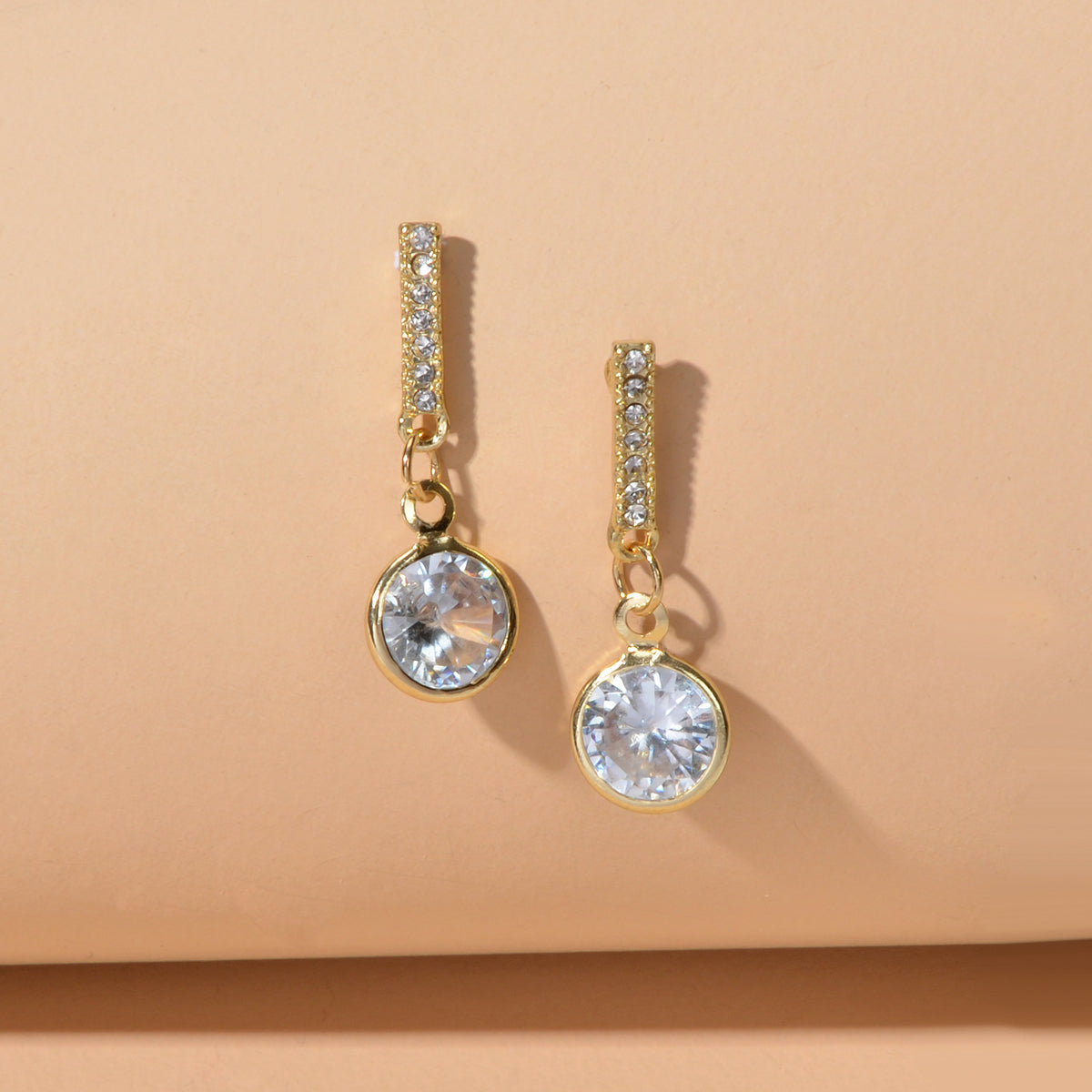 Luxurious Gift for Best Friends Simulated Zircon Strip Pierced Drop Stud Earring-0