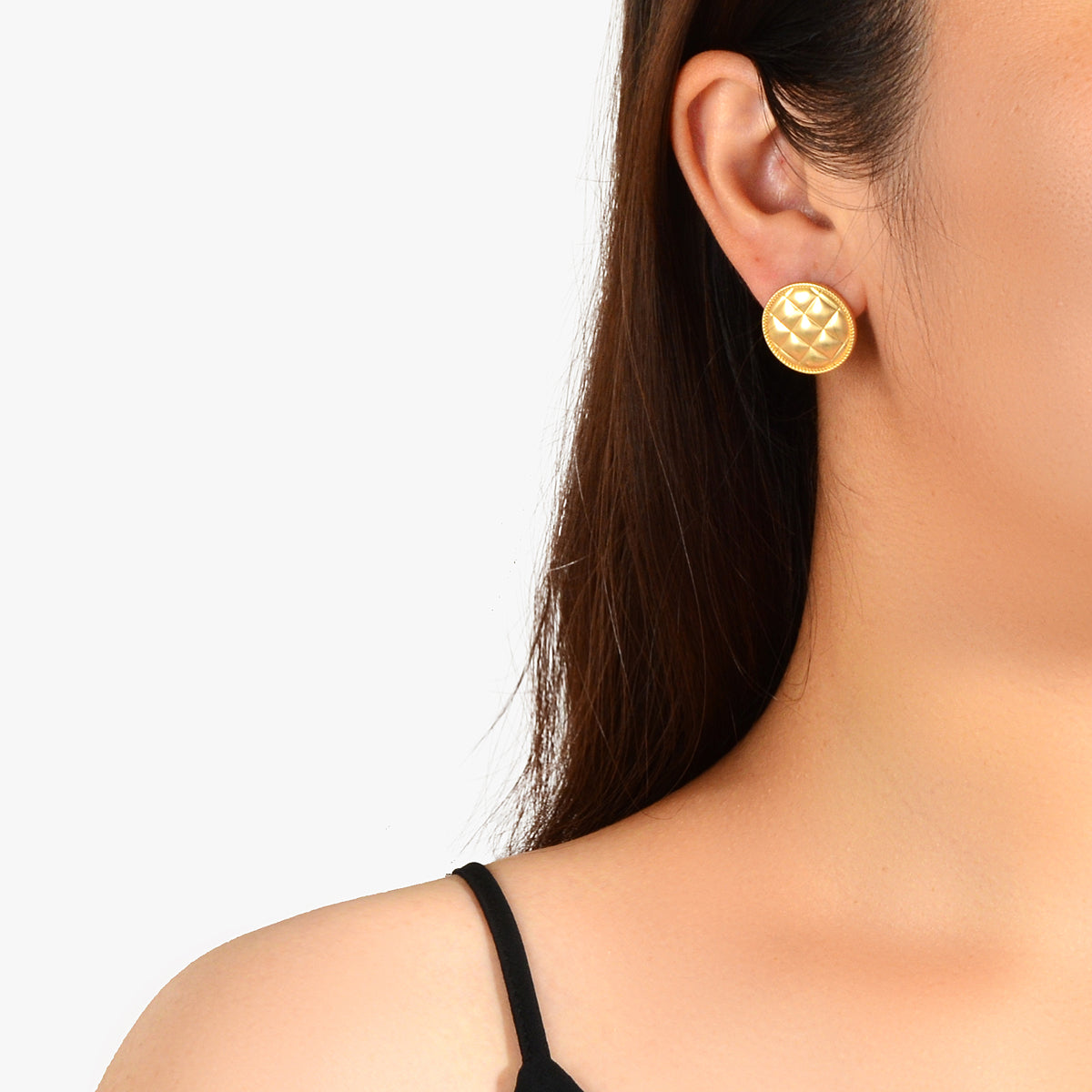 2pairs Retro Accessories Black Enamel Letters Heart Gold Round Stud Earrings Set-1