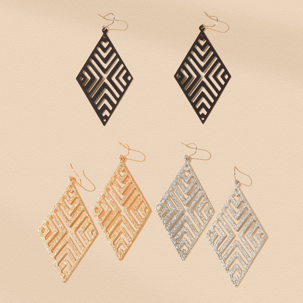 Stylish Cutout Geometric Pendant Earrings Contemporary Hollow Modern Jewellery-0