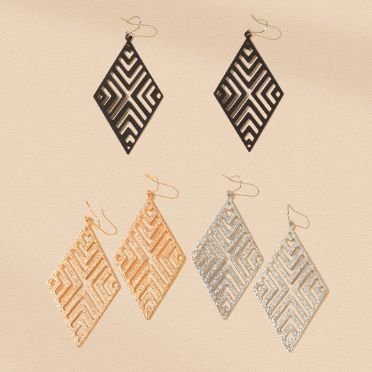 Stylish Cutout Geometric Pendant Earrings Contemporary Hollow Modern Jewellery-0