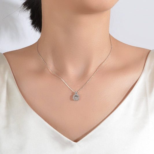 Perfect Wedding Engagement Jewellery Silver Chain Faux Zircon Square Necklace-0