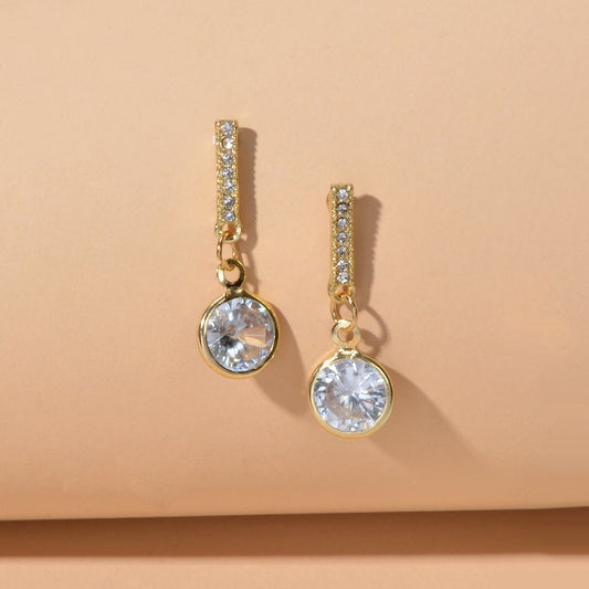 Luxurious Gift for Best Friends Simulated Zircon Strip Pierced Drop Stud Earring-0