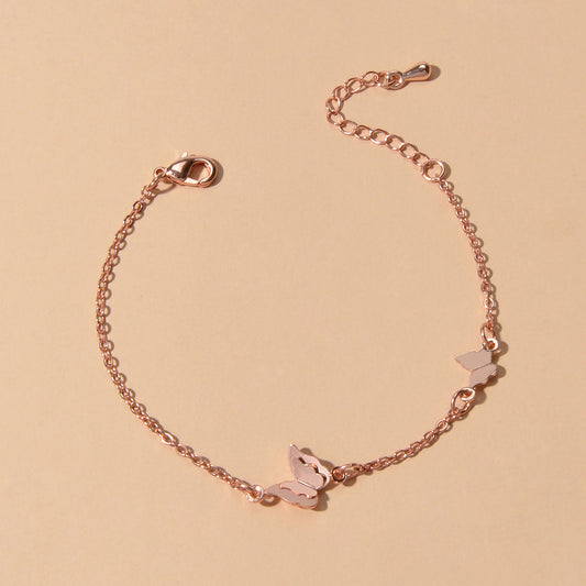 Anniversary Wedding Jewellery Rosegold Chain Butterfly Charm Bracelet Women Gift-0