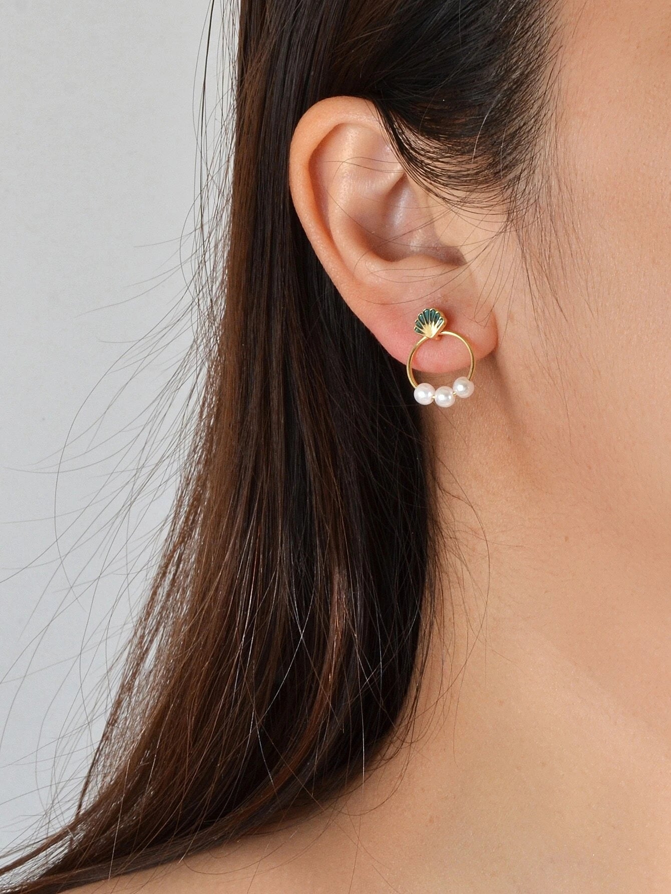 Fashion Jewellery Gold Circle Starfish Shell Asymmetric Stud Earrings Accessory-1