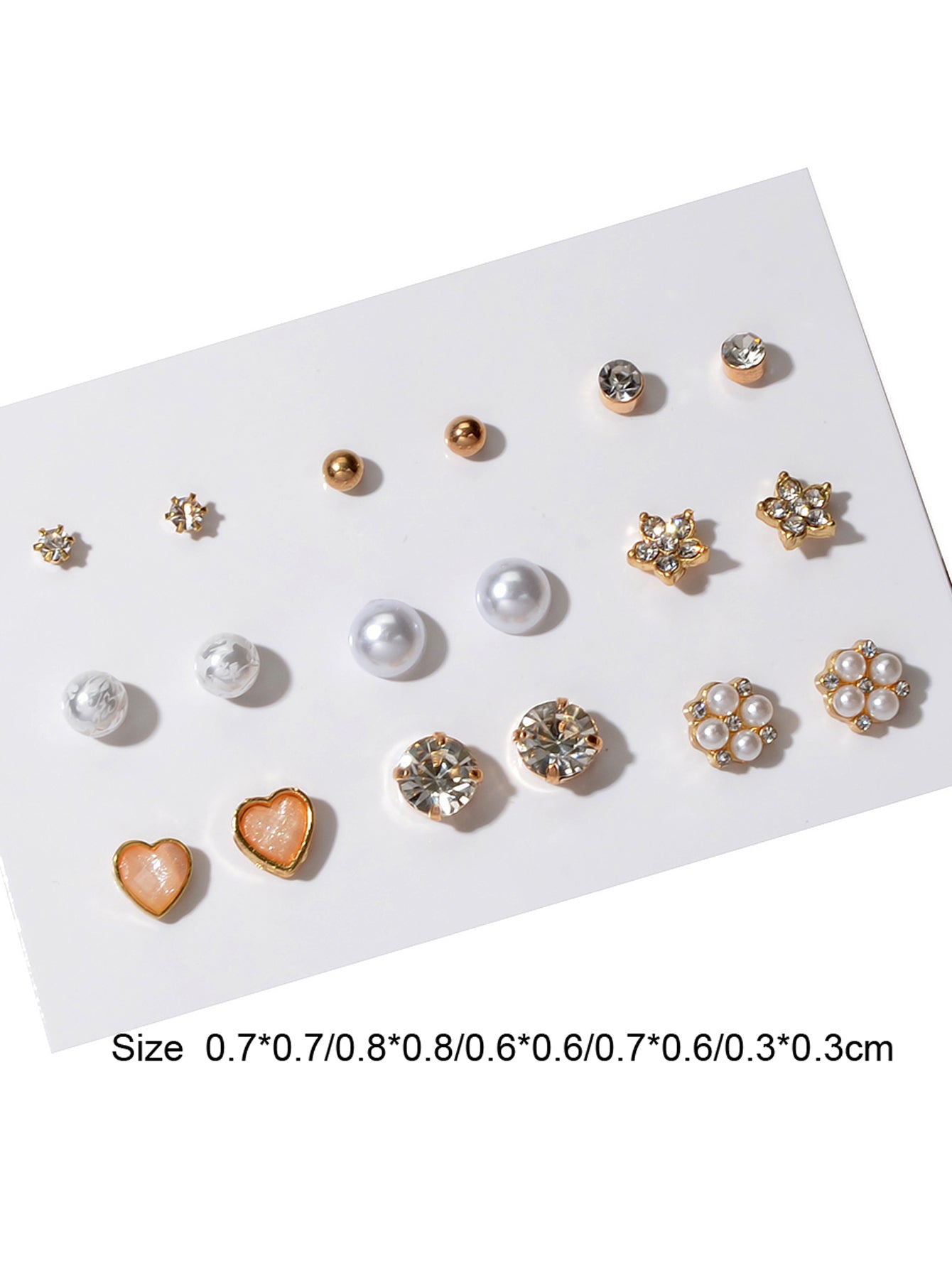 9 pairs Ladies Jewellery Shining Rhinestone Pearl Flower Heart Stud Earrings Set-2