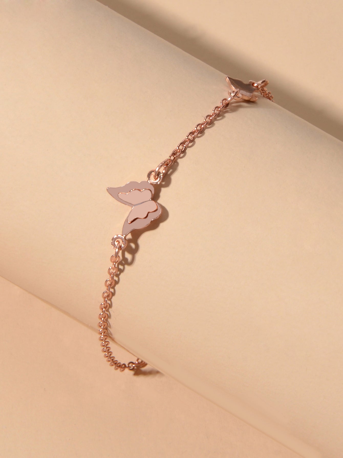 Anniversary Wedding Jewellery Rosegold Chain Butterfly Charm Bracelet Women Gift-2