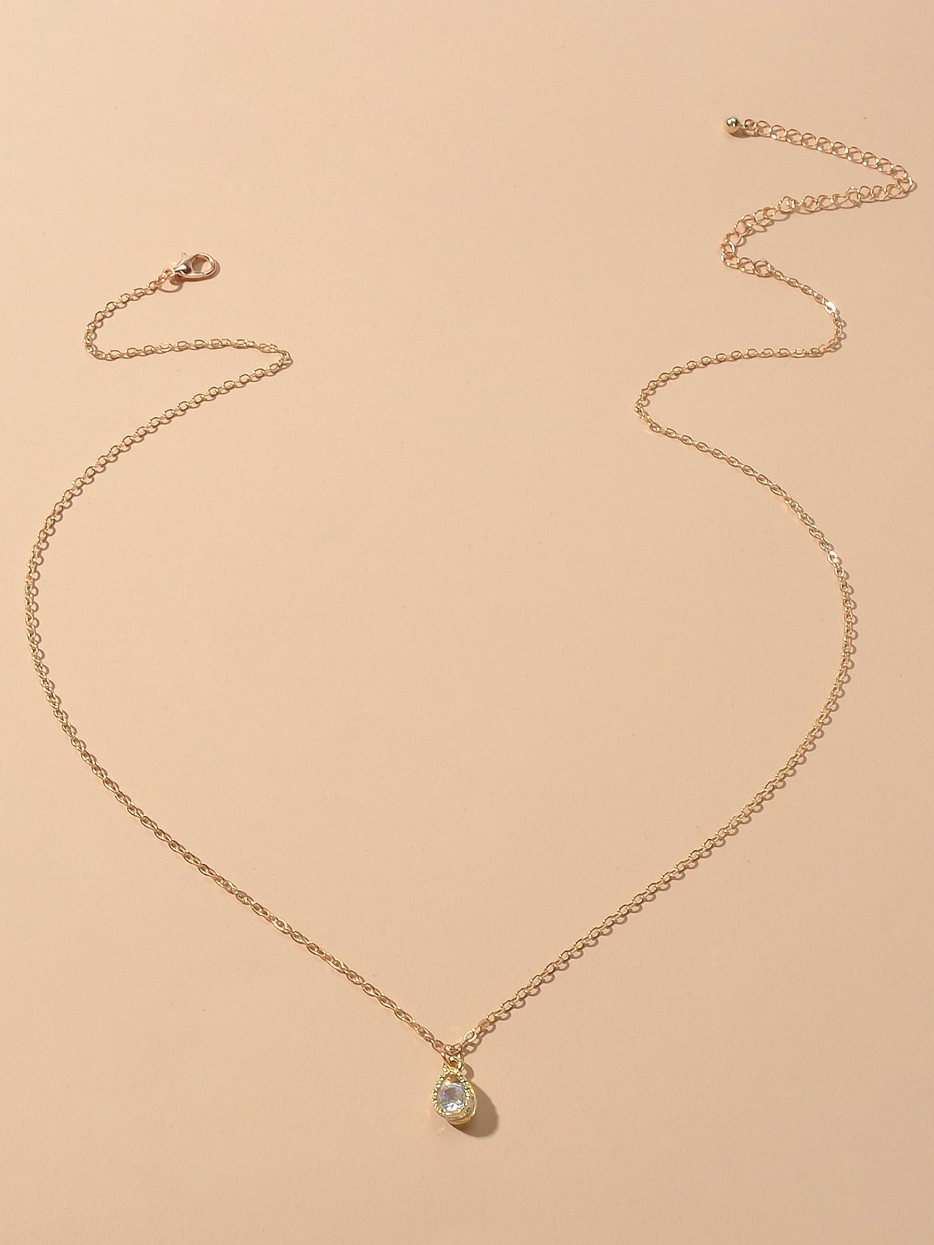 Charming Gold Chain Simulated Cubic Zirconia Water Drop Pendant Necklace Wedding-2
