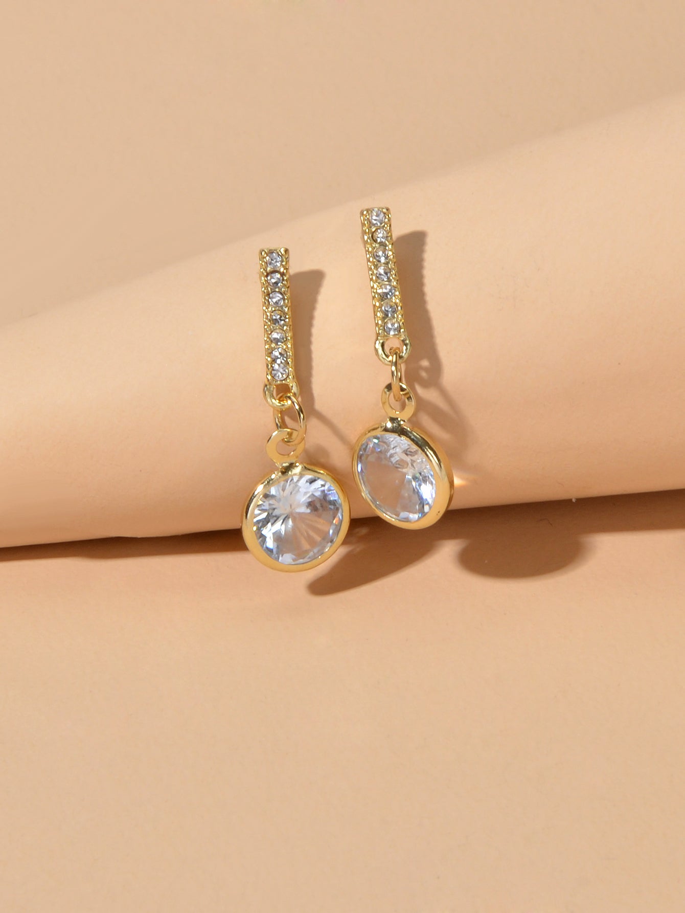 Luxurious Gift for Best Friends Simulated Zircon Strip Pierced Drop Stud Earring-2