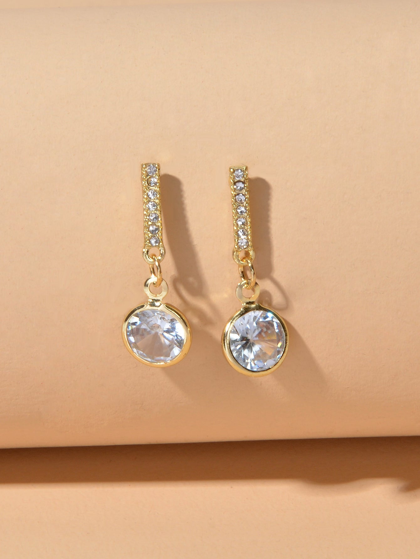Luxurious Gift for Best Friends Simulated Zircon Strip Pierced Drop Stud Earring-3