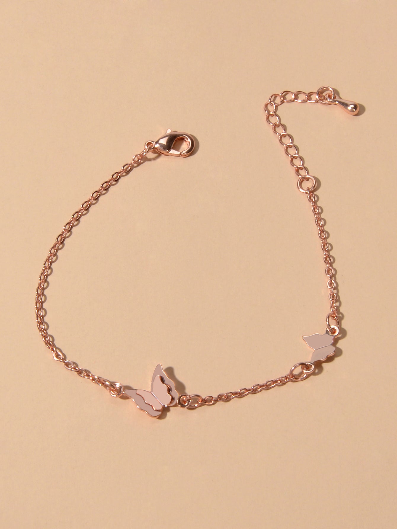 Anniversary Wedding Jewellery Rosegold Chain Butterfly Charm Bracelet Women Gift-3