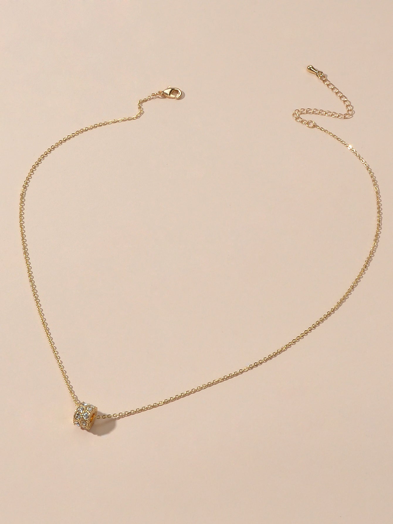 Luxurious Jewellery Gold Silver Chain Rhinestone Cylinder Necklace Accessories-2
