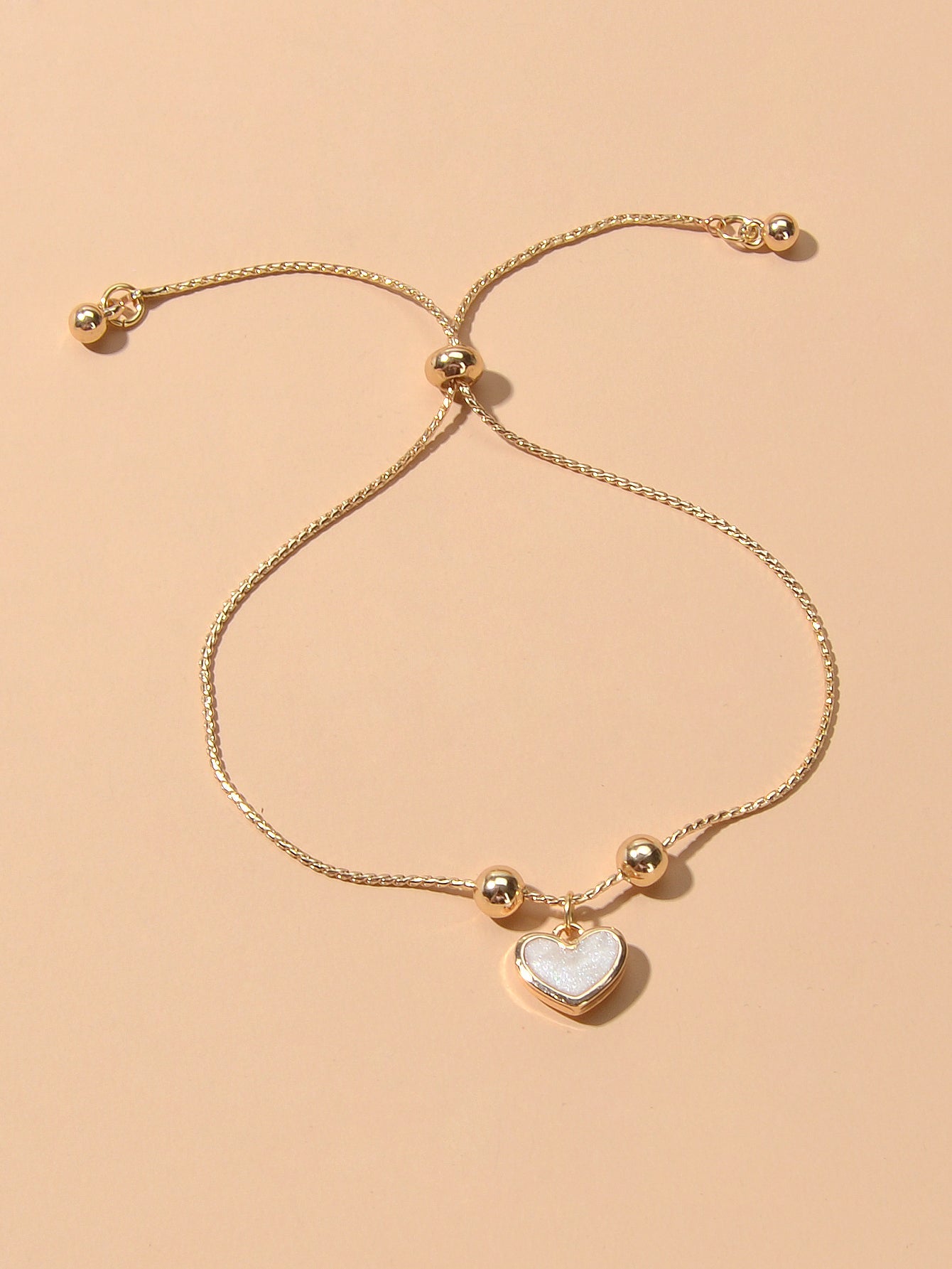 White Enamel Love Heart Charm Bracelet Adjustable Modern Trendy New Jewellery-0