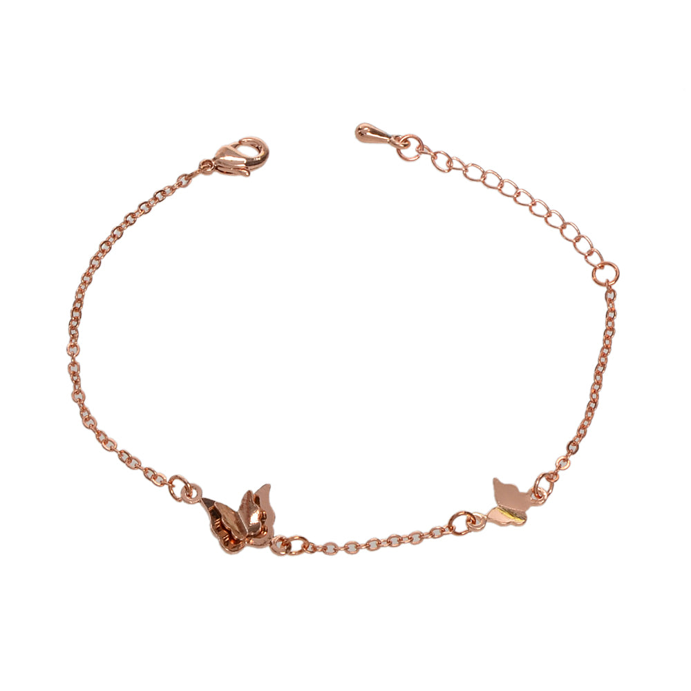 Anniversary Wedding Jewellery Rosegold Chain Butterfly Charm Bracelet Women Gift-4