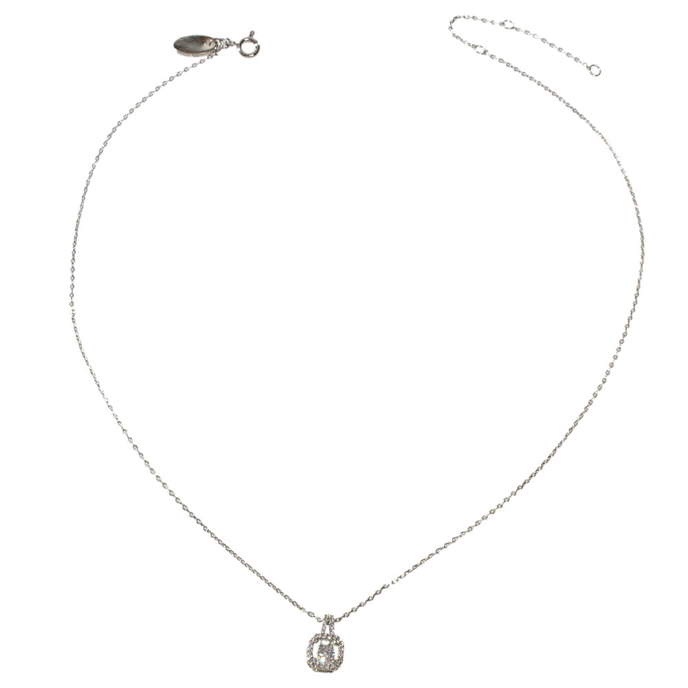 Perfect Wedding Engagement Jewellery Silver Chain Faux Zircon Square Necklace-3